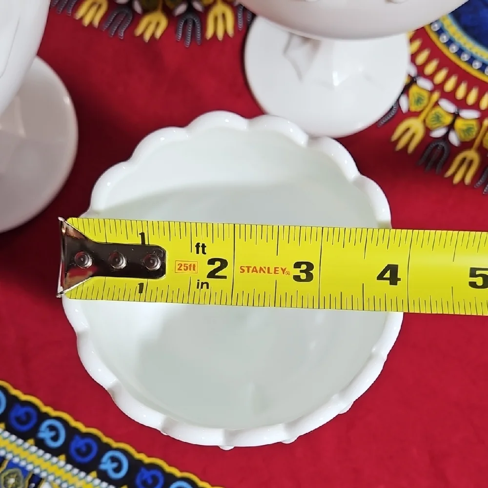 VTG Indiana Milk Glass Graduated Teardrop Compotes COLLECTOR SET OF 3 Wedding